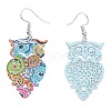 Spray Painted Stainless Steel Owl Dangle Earrings EJEW-I256-12P-2