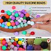 80Pcs 4 Style Round Silicone Focal Beads SIL-SZ0001-22F-3