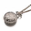 Alloy Flat Round with Spider Web Pendant Necklace Pocket Watch WACH-N013-03-3