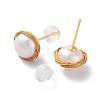 Wire Wrapped Round Natural Pearl Stud Earrings for Women EJEW-E303-18G-2