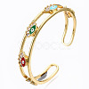 Brass Micro Pave Clear Cubic Zirconia Cuff Bangles BJEW-T018-14G-NF-3