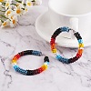 Boho Glass Seed Beaded Big Huggie Hoop Earrings for Women EJEW-SW00003-5