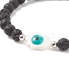 Hamsa Hand with Evil Eye Shell & Natural Lava Rock Beaded Stretch Bracelet BJEW-JB08235-04-4