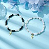 2Pcs 2 Colors Round Acrylic & Imitation Pearl Beaded Stretch Bracelets BJEW-JB10343-2