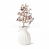 Natural Gemstone Chips with Brass Wrapped Wire Money Tree on Ceramic Vase Display Decorations DJEW-B007-01D-2