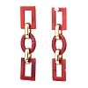 Acrylic & CCB Plastic Link Chain Dangle Stud Earrings X-EJEW-JE04470-3