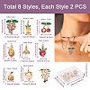 Fashewelry 16Pcs 8 Style Brass Micro Pave Gold Cubic Zirconia Charms ZIRC-FW0001-01-3