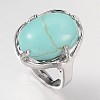 Adjustable Oval Gemstone Wide Band Rings RJEW-L062-01F-1