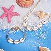 Natural Cowrie Shell Link Bracelet with Paperclip Chain for Women BJEW-SW00025-3