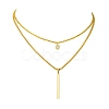 Double Layers Iron & Brass Cubic Zirconia & 304 Stainless Steel Pendant Necklaces NJEW-JN04924-1