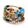 Boho Multi-strand Irregular Synthetic Turquoise Beads Wrap Bracelet BJEW-G635-02A-1