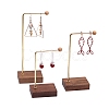 3Pcs 3 Sizes Metal L Shaped Dangle Earring Display Rack with Wooden Base PW-WG96331-01-2