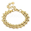 304 Stainless Steel Triangle Link Chain Bracelets for Women BJEW-G712-10G-1