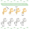 8Pcs 4 Style 304 Stainless Steel Open Cuff Finger Rings with Leaf Charms RJEW-AB00008-3