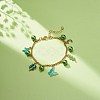 Alloy Enamel & Glass Pearl Charm Bracelet with 304 Stainless Steel Chains for Women BJEW-JB08707-05-2