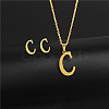 Golden Stainless Steel Initial Letter Jewelry Set IT6493-16-1