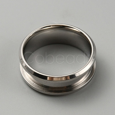 304 Stainless Steel Grooved Finger Ring Settings RJEW-WH0010-08B-P-1