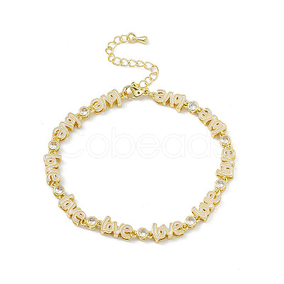 Brass Micro Pave Cubic Zirconia Chain Bracelets BJEW-P288-08G-1