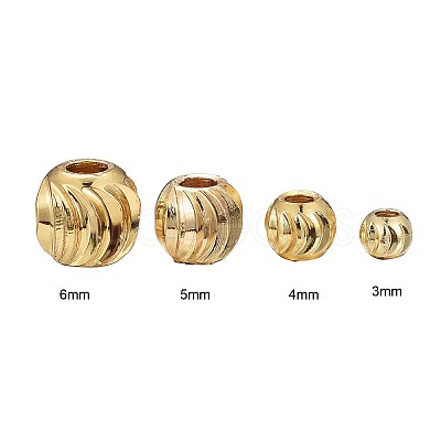 Rack Plating and PVD Vacuum Plating Brass Corrugated Round Spacer Beads Set KK-LS0001-10C-G-1