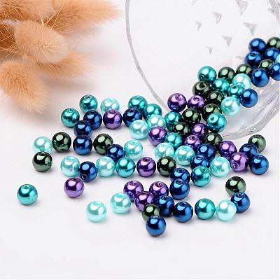 Ocean Mix Pearlized Glass Pearl Beads HY-X006-8mm-11-1