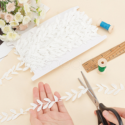 15 Yards Polyester Leaf Lace Trim DIY-WH0430-108-1