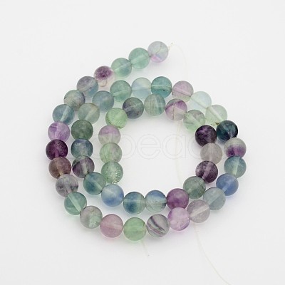 Natural Rainbow Fluorite Round Bead Strands G-P070-31-12mm-1