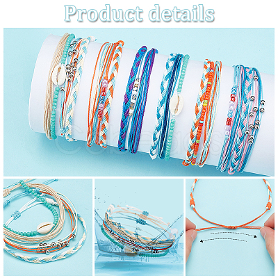 PandaHall Elite 6 Sets 6 Style Natural Shell Braided Bead Bracelets Set BJEW-PH0004-18-1