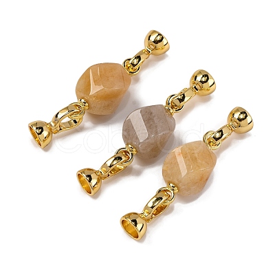 Rack Plating Brass and Topaz Jade Flod Over Clasps KK-B103-10G-1