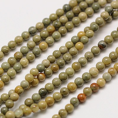 Natural Silver Leaf Jasper Round Beads Strands G-A130-2mm-C02-1