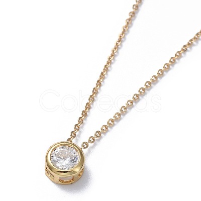 Brass Micro Pave Cubic Zirconia Pendant Necklaces NJEW-JN02426-1