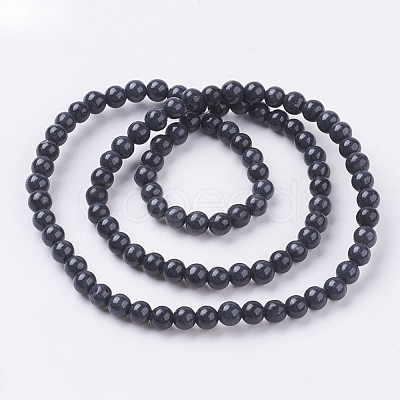 Natural Mashan Jade Round Beads Strands G-D263-4mm-M-1