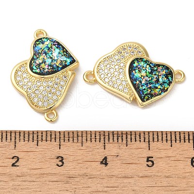 Rack Plating Brass Micro Pave Clear Cubic Zirconia Connector Charms KK-P268-20G-1