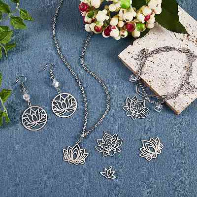 12Pcs 6 Style 304 & 201 Stainless Steel Pendants STAS-SZ0002-53-1