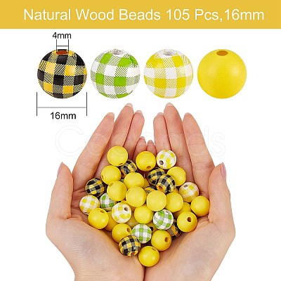 Painted Natural Wood Beads WOOD-SZ0001-09-1