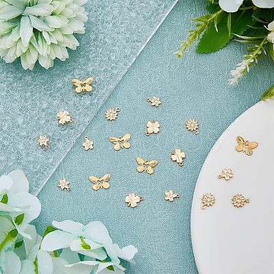 SUPERFINDINGS 50Pcs 5 Style Rack Plating Brass Charms KK-FH0004-69-1