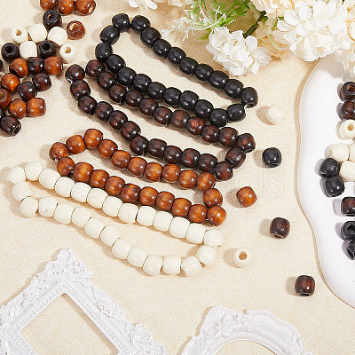 Globleland 400Pcs 4 Colors Wood European Beads WOOD-GL0001-15-1