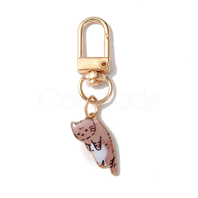 Cute Cat Alloy Enamel Pendant Decorations AJEW-WH0323-89C-1