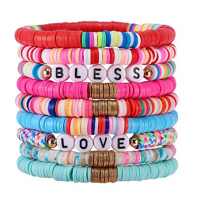 Love Bless Stretch Bracelet Sets for Teen Girl Women BJEW-SW00006-1