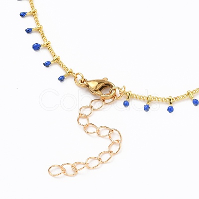 Brass Enamel Handmade Beaded Chain NecklaceS NJEW-JN03145-1