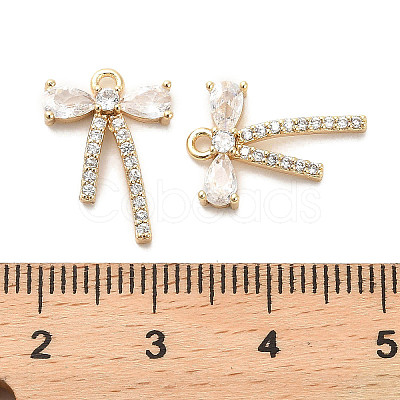 Brass Micro Pave Clear Cubic Zirconia Pendants KK-C054-23G-1