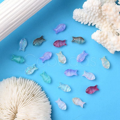 35Pcs Transparent Spray Painted Glass Beads GLAA-YW0001-69-1