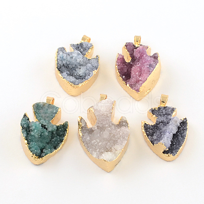 Fish Dyed Natural Druzy Agate Fish Pendants G-R275-108-1