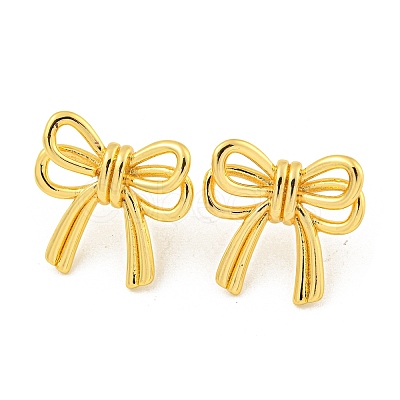 Rack Plating Brass Bowknot Stud Earrings EJEW-M247-16G-1