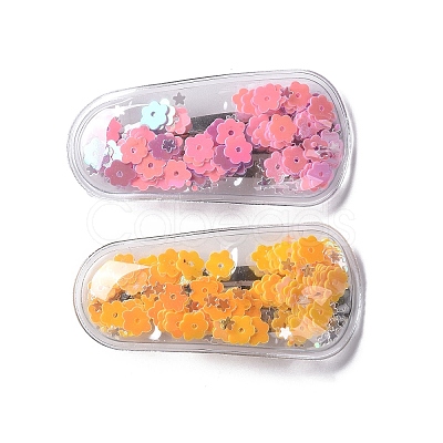 Plastic Flower Sequins Snap Hair Clip PHAR-A011-02-1