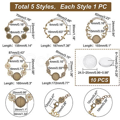 PandaHall Elite DIY Blank Dome Link Bracelet  Making Kit DIY-PH0009-13-1