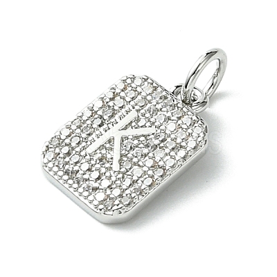 Rack Plating Brass Micro Pave Clear Cubic Zirconia Charms KK-G501-01K-P-1