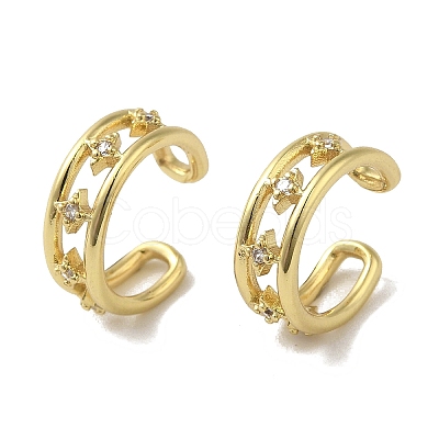 Rack Plating Brass Micro Pave Cubic Zirconia Cuff Earrings EJEW-R162-48G-1