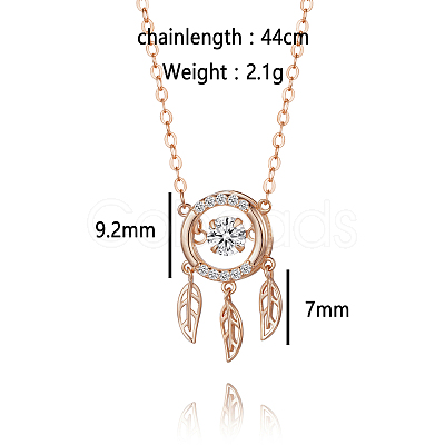 925 Sterling Silver Clear Cubic Zirconia Ring with Leaf Pendant Cable Chain Necklaces for Women ID6587-1