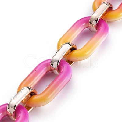 Handmade Two Tone Opaque Acrylic Cable Chains AJEW-JB00635-04-1