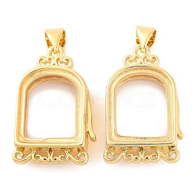 Rack Plating Brass Locket Pendants KK-F874-01G-16-1